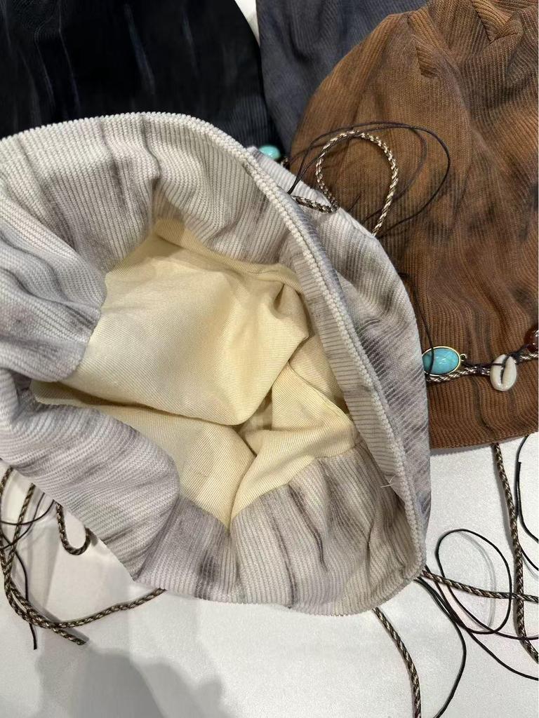 Korean-Style Tie-Dye Beaded Slouchy Beanie for Women - Ethnic Retro Tassel Skull Cap, Early Autumn Wear