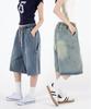 UMM Women'S Washed Denim Carpenter Bermuda Elastic Shorts 3 Colors