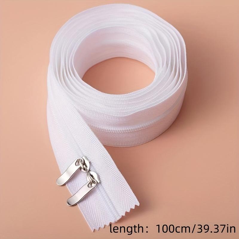 1pc Heavy-Duty Nylon Double-Headed Zipper Pulls Thickened & Elongated Multi-Purpose Zipper Accessories for Quilts, Pillows, Cushions White