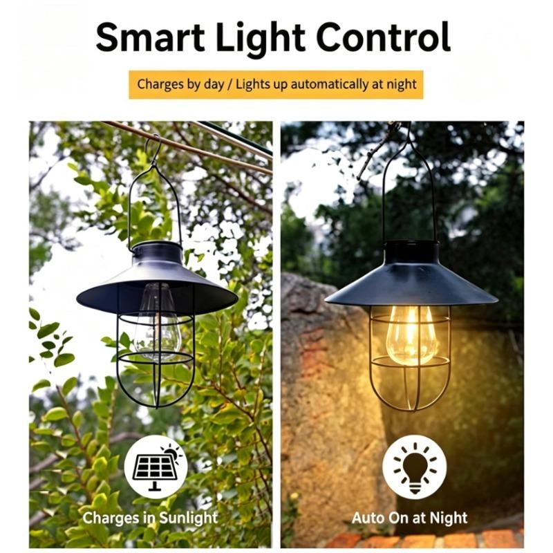 Solar Lantern Lamp Outdoor Waterproof Hanging Lamp Portable Vintage Solar Lights For Garden Yard Patio Xmas Party Decor Lighting