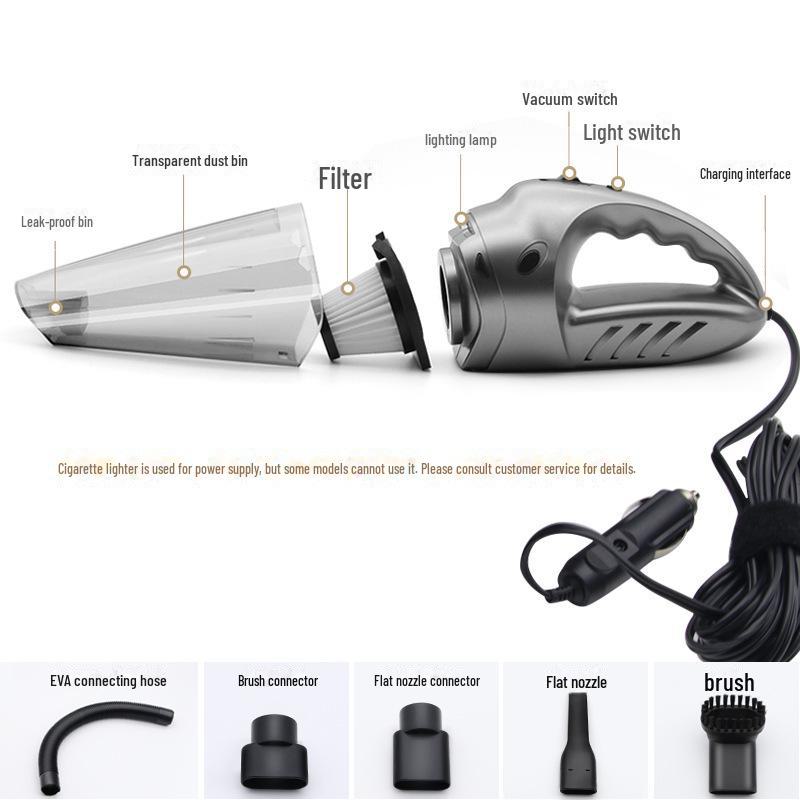 Handheld Car Vacuum Cleaner with High Power and Wireless Charging for Household and Car Use