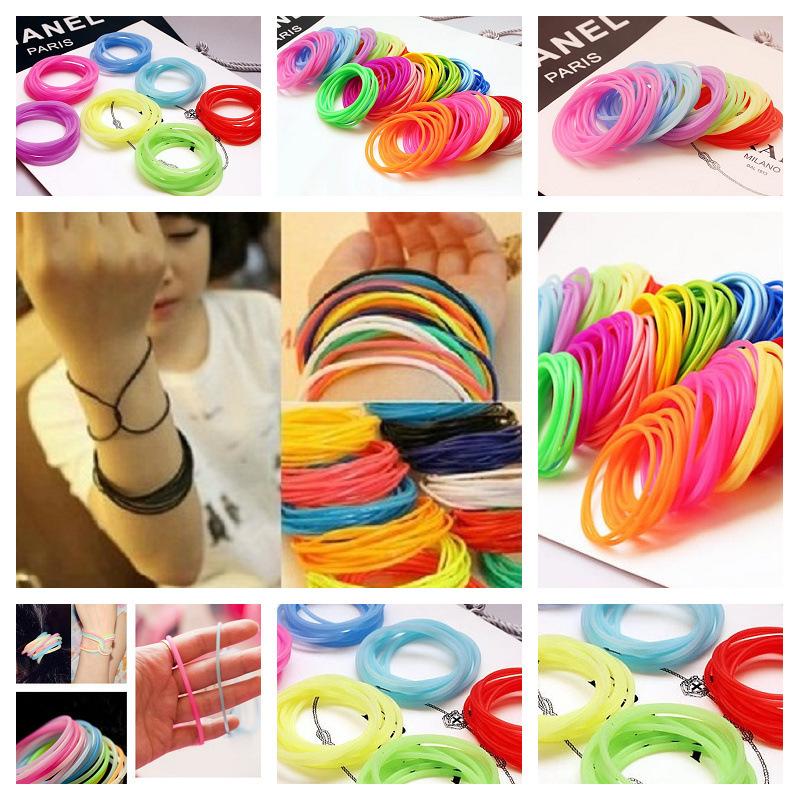 10pcs Women's Fashion Candy Color Rubber Hair Bands Elastic Hair Ties Silicone Hairband Scrunchies Bracelet Girls Accessories