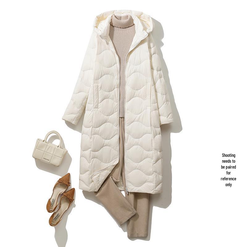 Youjia Damen Extra Lange Kapuzen-Daunenjacke - Schlankmachend und Warm für Herbst/Winter.