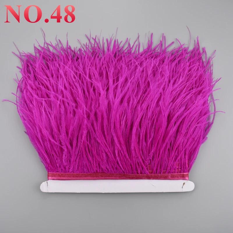 10 Meter farbige Straußenfedern auf Band 10-15 cm 4-6 Zoll Fransen Kleidung Nähen Weiße Borte Kleid Rock Hochzeitszubehör