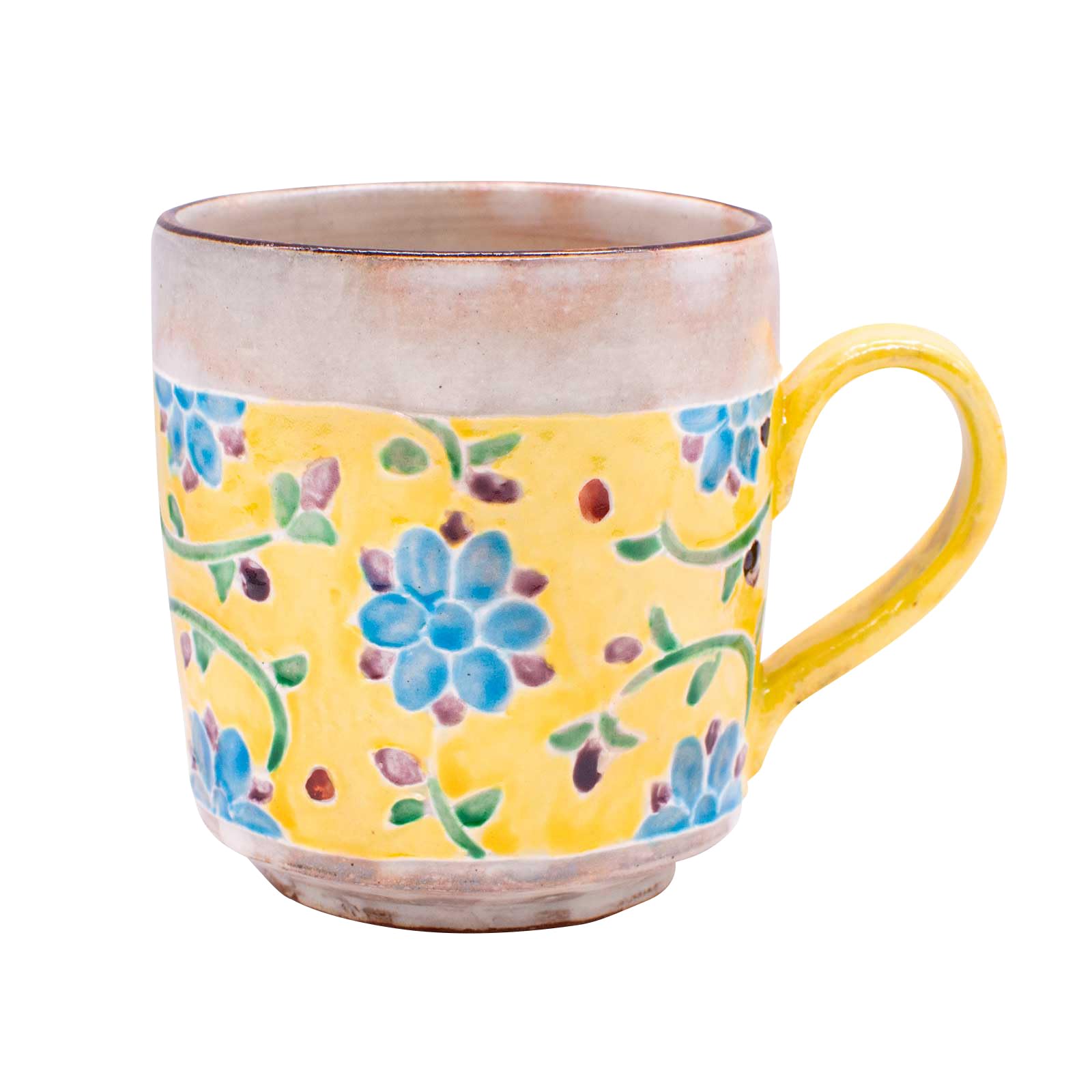 

Maeken Kyo-yaki Kiyomizu-yaki Mug, Approx. 180ml, Shunzan Kiln, Tsutsugaki Flower Pattern, Made in Japan, 270155