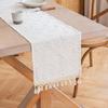 1pc Boho Table Runner for Home Decor Macrame Cream Yellow Farmhouse Table Runner with Tassels for Bohemian Dining Bedroom Decor