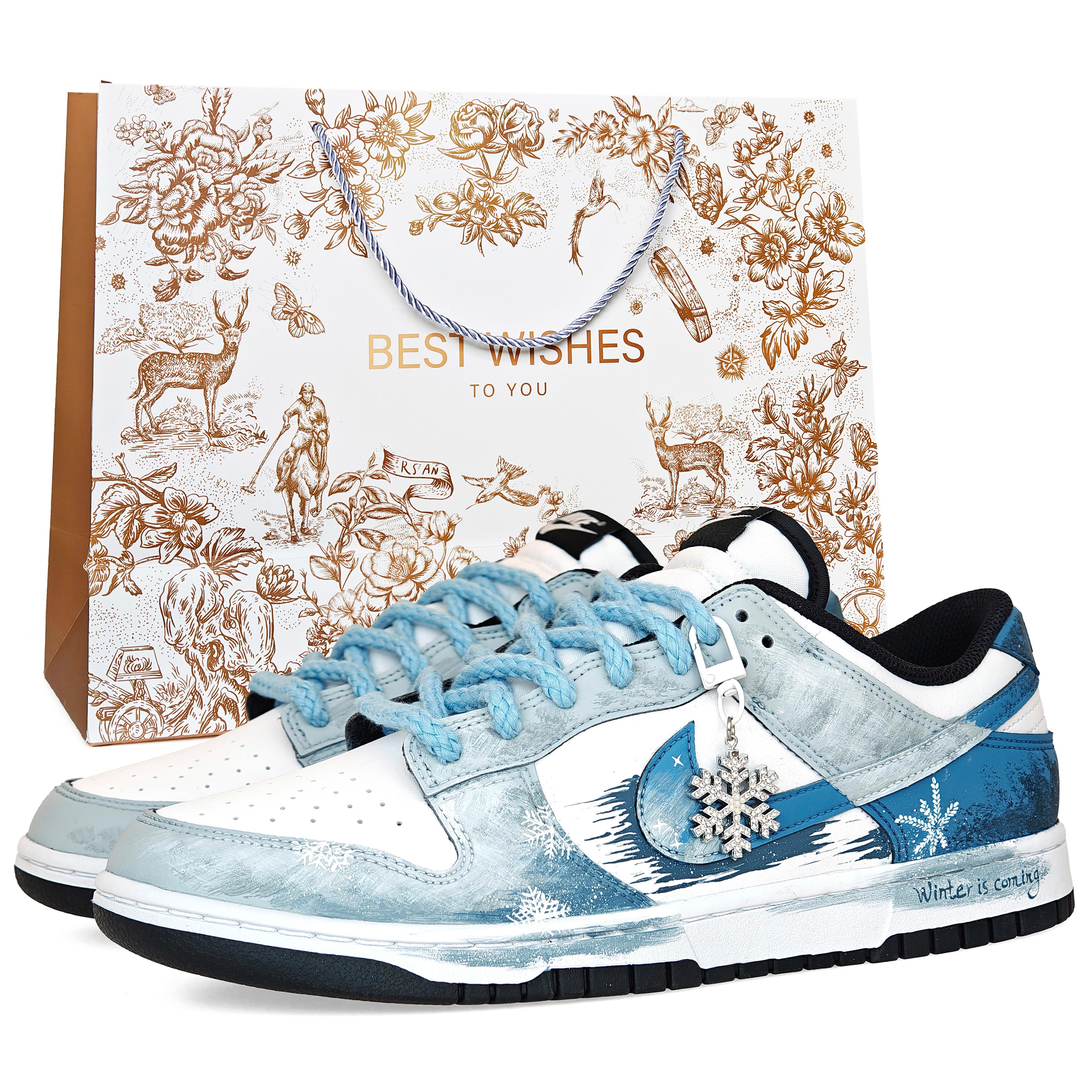 

Nike Dunk Cushioning, Wear Resistant Low top Skateboard Shoes Unisex Blue White Gray HF5441-100(Team776--BOX) 42.5