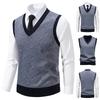Suéter de Malha Masculino Gola V Quente Outono Inverno Malha de Diamante Flor Torcida Casual Moda Versátil Top de Tricô