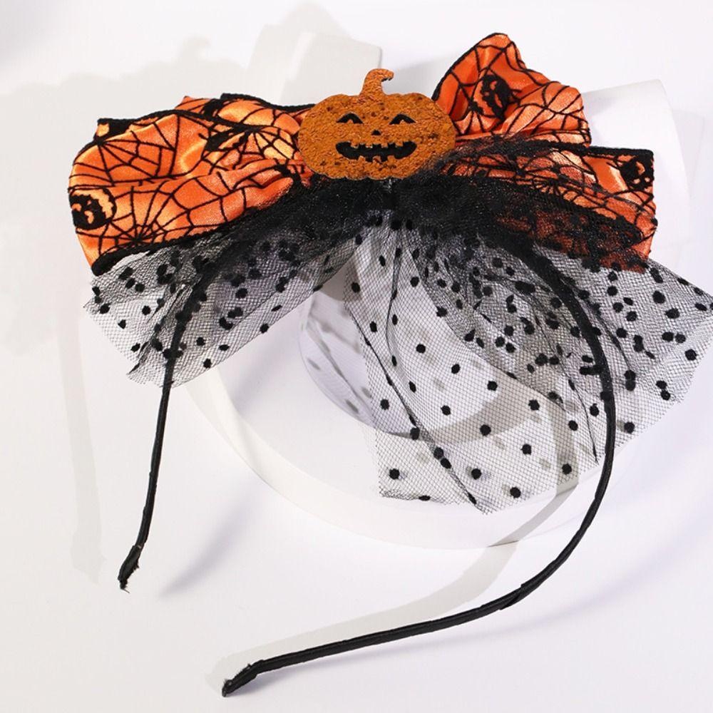 Ins Style Party Hairband Mesh Pumpkin Hairband Novelty Halloween Hair Hoop  Party