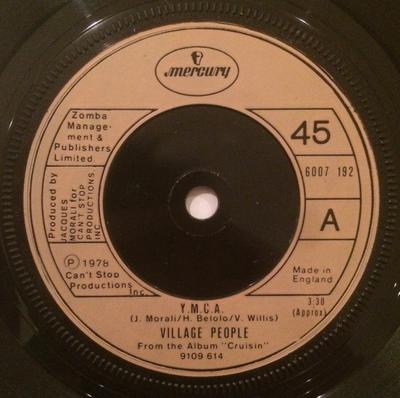 7inch Record VILLAGE PEOPLE - Y.M.C.A. 6007192 Mercury 1978 UK Soul/Funk Used