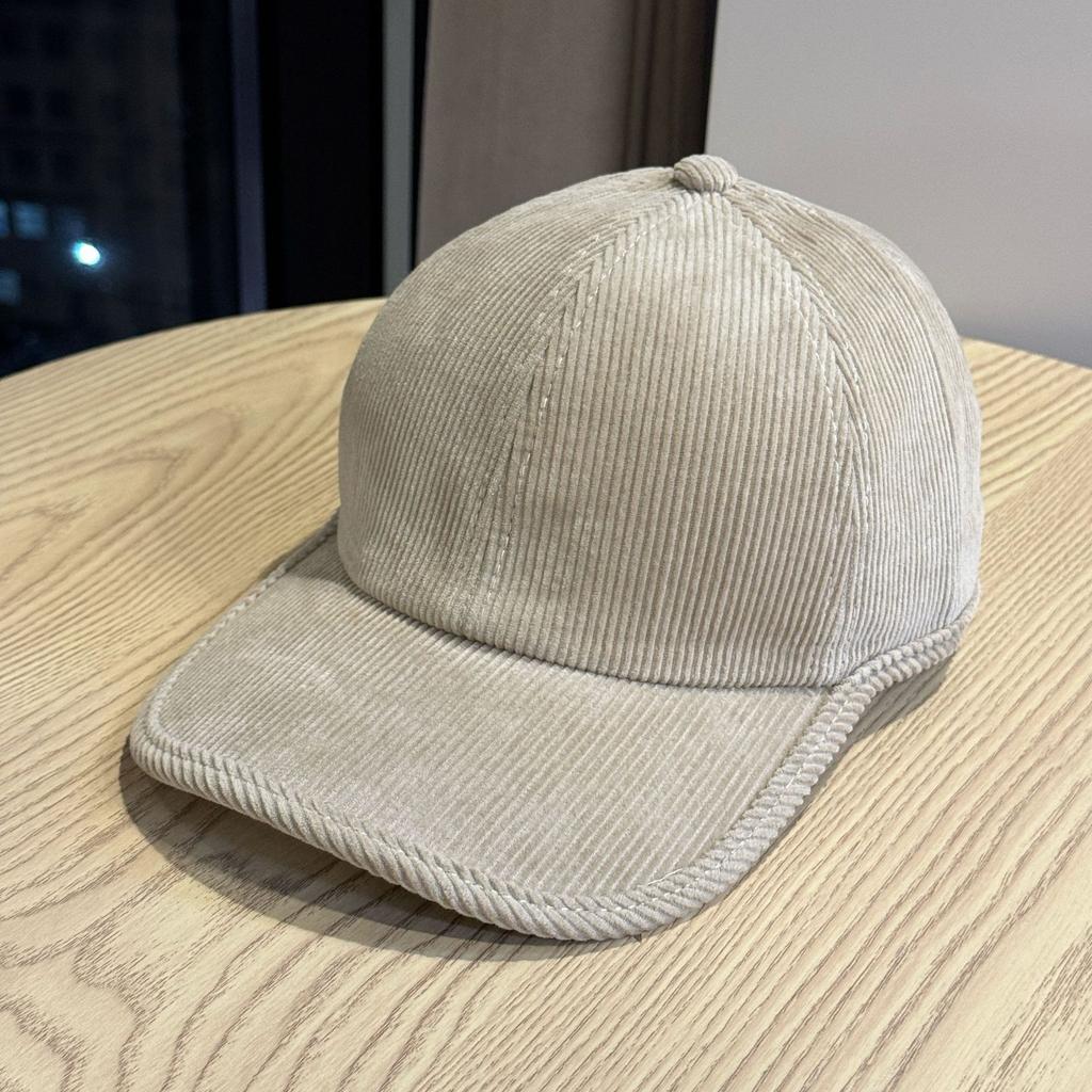Autumn and Winter Fashionable and Versatile Thickened Corduroy Edged Adjustable Baseball Cap for Women Korean Version Solid Color Peaked Hat Trendy