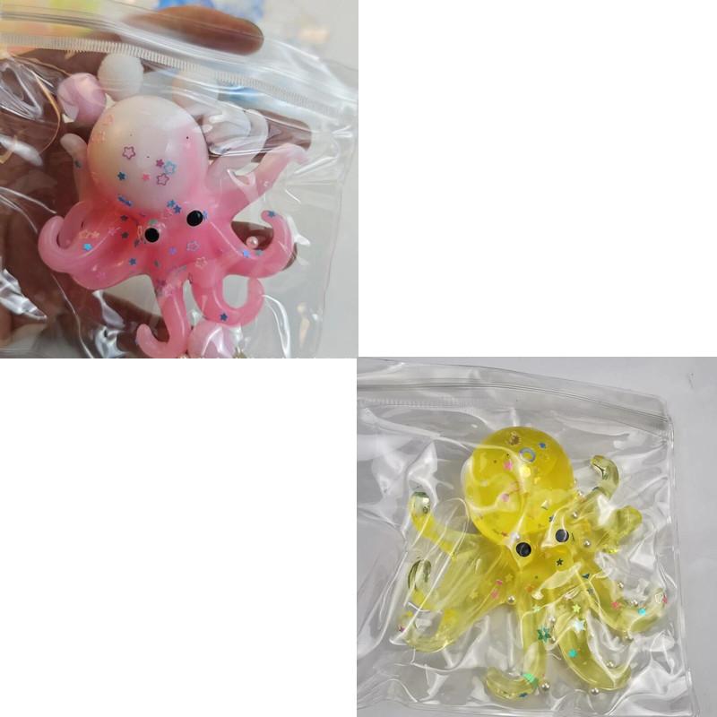 Glitter Octopus Squeeze Toy Slow Rebound Squishy Sugar Stress Relief Ball for Kids Cute Fidget Toy Squishy Ocean Sensory Decompression Gift