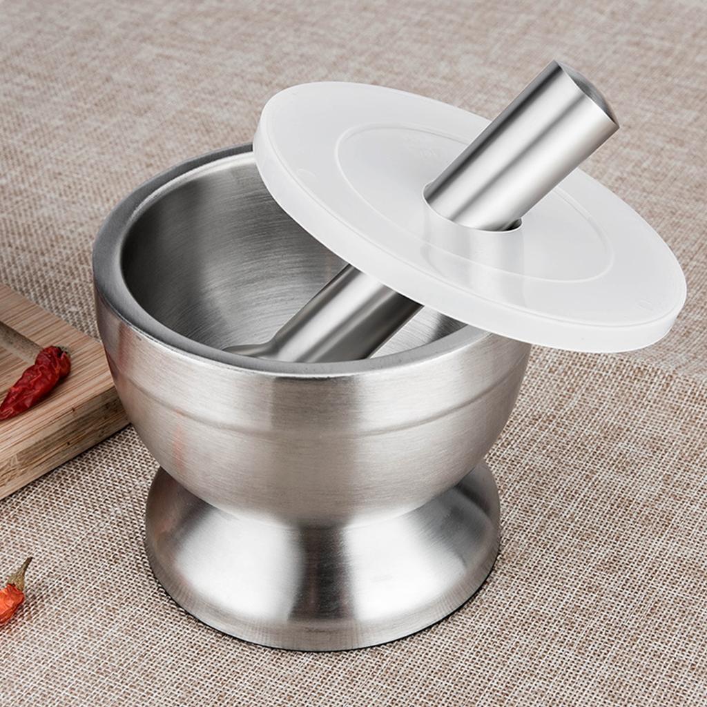 Thicken Metal Pestle Pedestal Bowl Garlic Press Pepper Spice Garlic Grinder Pot