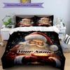 3PC Custom Name Santa's Magic Bedding Set Printed Bedding Set Duvet Cover Closure Includes 1 Duvet Cover & 2 Pillowcases for All Seasons Bedroom