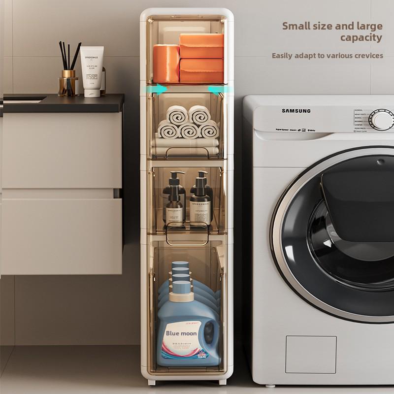 Ultra-Narrow Multi-Layer Crevice Storage Cabinet for Bathroom or Kitchen