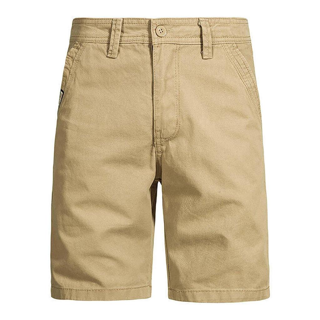 Men's Casual Pants, Wear-resistant Straight Leg Loose Fitting Multi Pocket Five Inch Mid Length Pants
