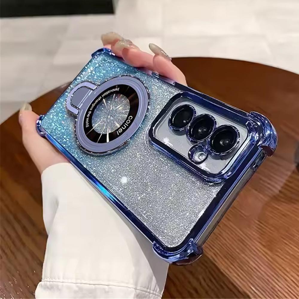 Glitter Shockproof Phone Case For Samsung A53 A52 A32 A13 A23 A33 A73 A12 A22 A02 A03 Core Magnetic Bracket Holder Bumper Cover