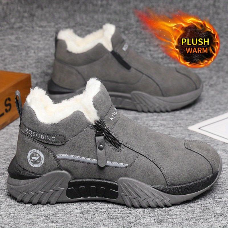 Men Winter Snow Boots, Simple and Fashionable In Solid Colors of Gray,  Pull-On Design for Easy Wear,  Lined for Warmth and Comfort
