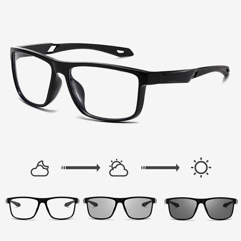 New Photochromic Myopia Glasses Neutral Fashion Full Frame Outdoor Sports Myopia Glasses Hd Blue Light Blocking Glasses To -4.0