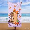 Cute Capybara Microfiber Beach Towel Pink Cherry Cartoon Bath Towel Quick Dry Sand Free Swimming Blanket for Kids Adult