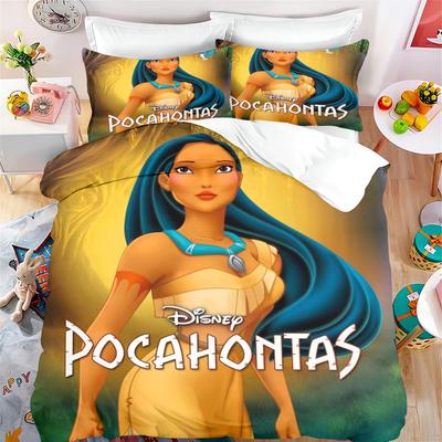 Federa per Piumone Cartone Animato Principessa Pocahontas Piumone Copripiumone Set Biancheria da Letto King Carino Stampato Bambini Cartone Animato Set Biancheria da Letto 3 Pezzi