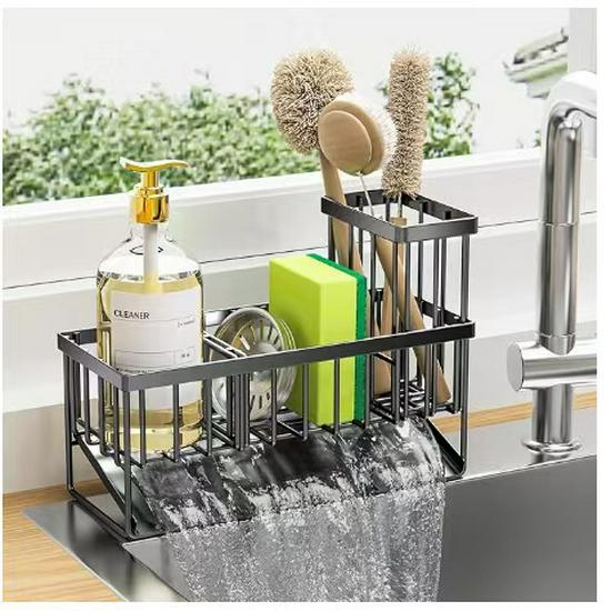 No-Drill Kitchen Sink Organizer: Dishcloth, Sponge & Scouring Pad Holder
