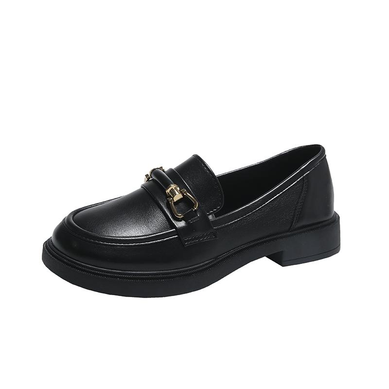 2024 Spring Single Shoes Flat Heel Fashion Women Shoes PU British Style Small Leather Shoes Fashion Luxury Women Shoes