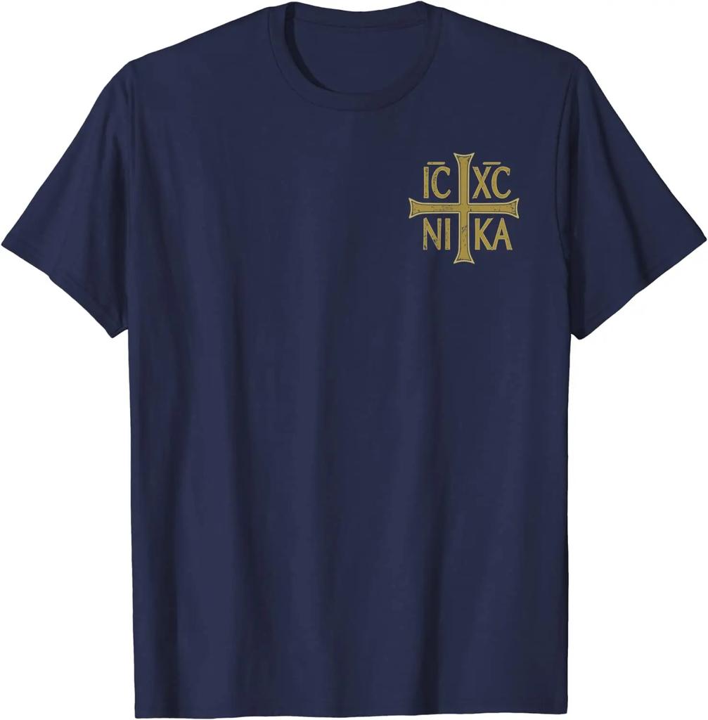 ICXC NIKA Christogram Cross Orthodox Christian T-Shirt 100% Cotton O-Neck Summer Short Sleeve Casual Mens T-shirt Size S-3XL