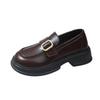 Round head Lun brown platform small leather shoes women's new autumn versatile skirt thick heel single shoes