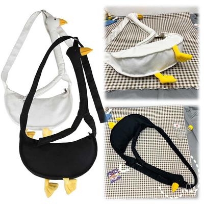 Women Cute Shoulder Bag Adjustable Strap Canvas Goose Crossbody Bag Large Capacity Funny Goose Shoulder Bag Female Outdoor Bag