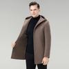 Brand Men's Korean-Style Wool Hooded Mid-Length Double-Faced Wool Down Coat Windbreaker