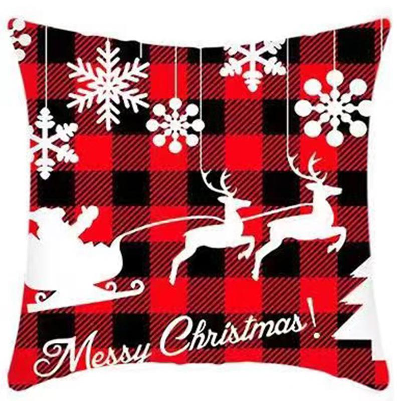New Christmas Sofa Pillow Cover Home Animal Letter Print Bedside Pillow Cover