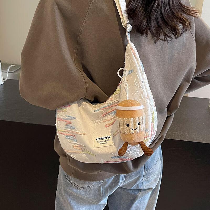 Love Sea Women's Crossbody Bag, Dumpling Bag, Canvas Bag, Commuter Bag, Beige