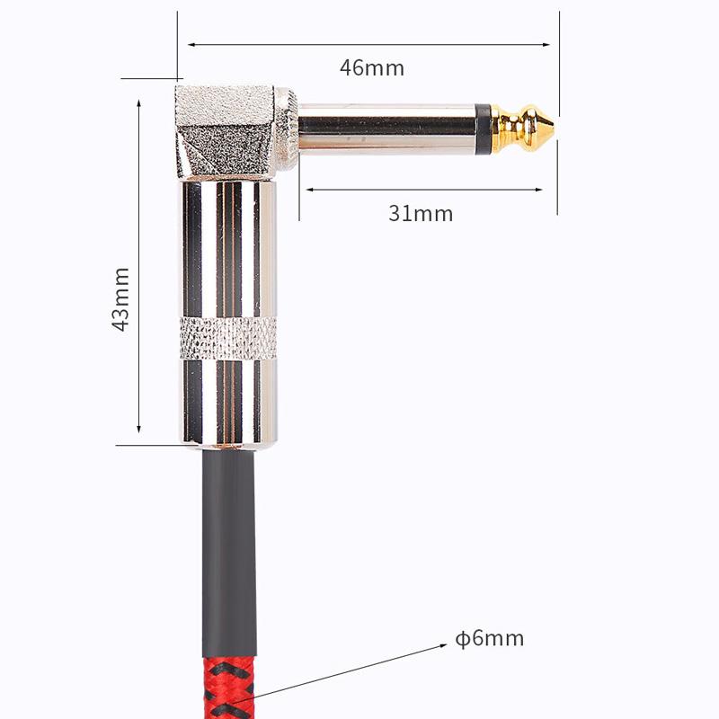 1/3Pcs Guitar Effect Pedal Patch Cable 6.35Mm Cord Low Noise Shielded Audio Cable Electric Guitar Color Braided Cable 15/30Cm
