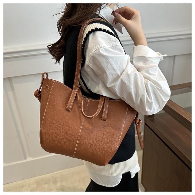 Bags Women's PU Portable Tote Bag 2025 Large Capacity Trendy Fashion Niche High-end Shoulder Bag
