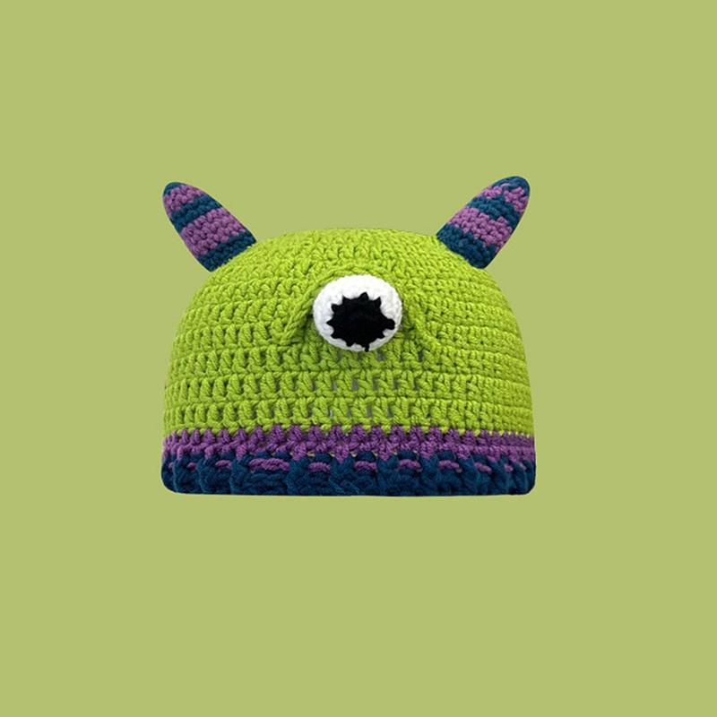 Adult's Cartoon for Monster Shape Knitted Hats All-match Hat Warmer Knitted Cosplay Cap Winter Holiday Gifts for Unisex