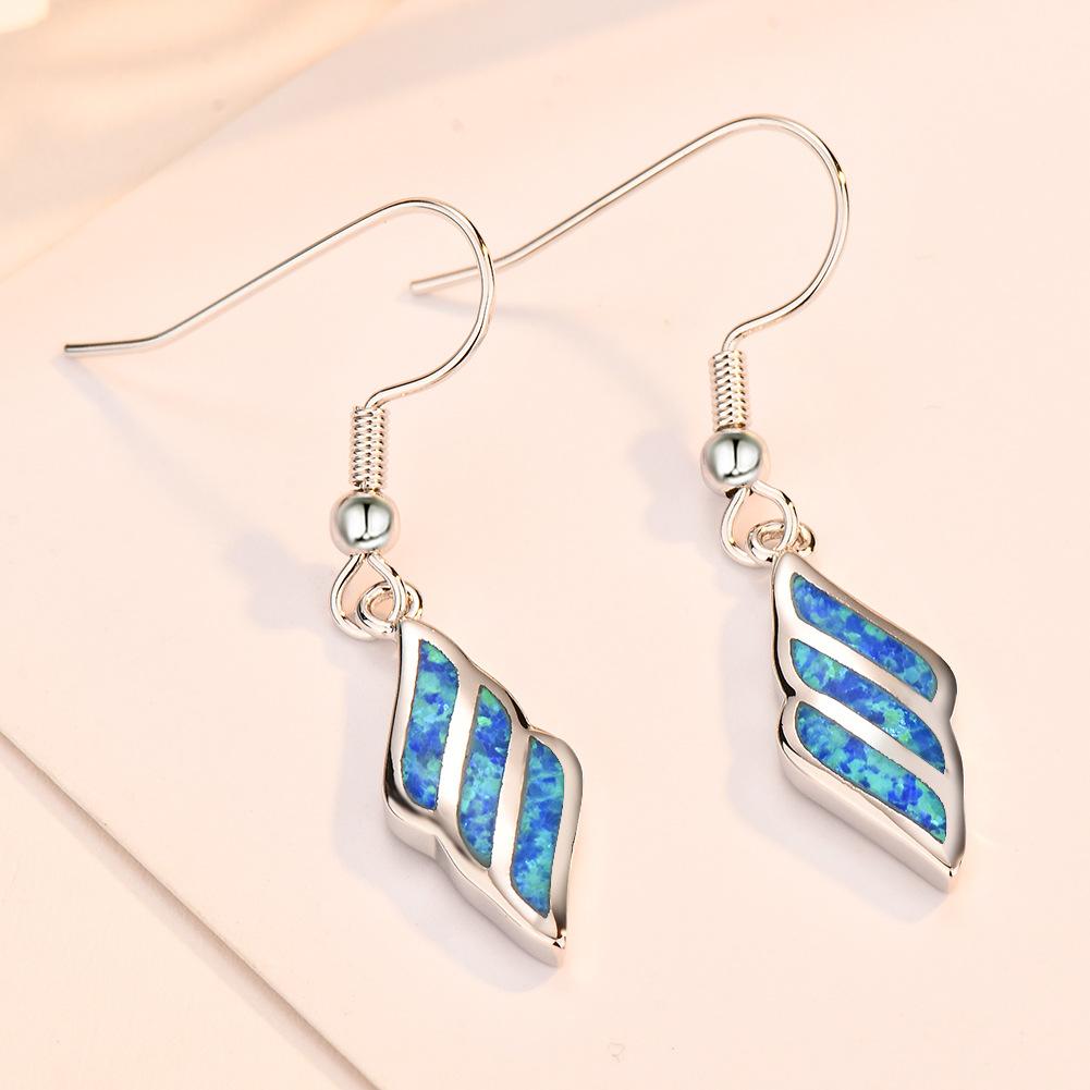 New Minimalist Blue Striped Wing Earring Earrings for Women Fashionable European and American Earrings