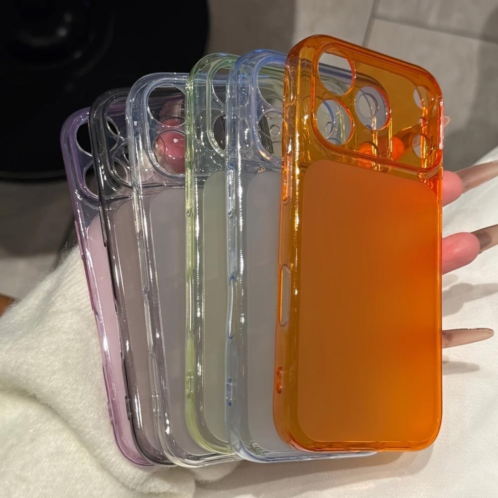 Solid Color Transparent Phone Case For 17 Pro Max 16 Pro 15 14 13 16 17 with an Aesthetic Design Full Coverage Drop Cover