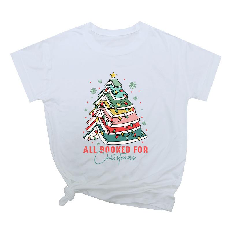 Weihnachtsschleife Kreativ Bedruckt Trendig Baumwoll-Top Lässige Sportbekleidung Locker Damen-T-Shirts Damen