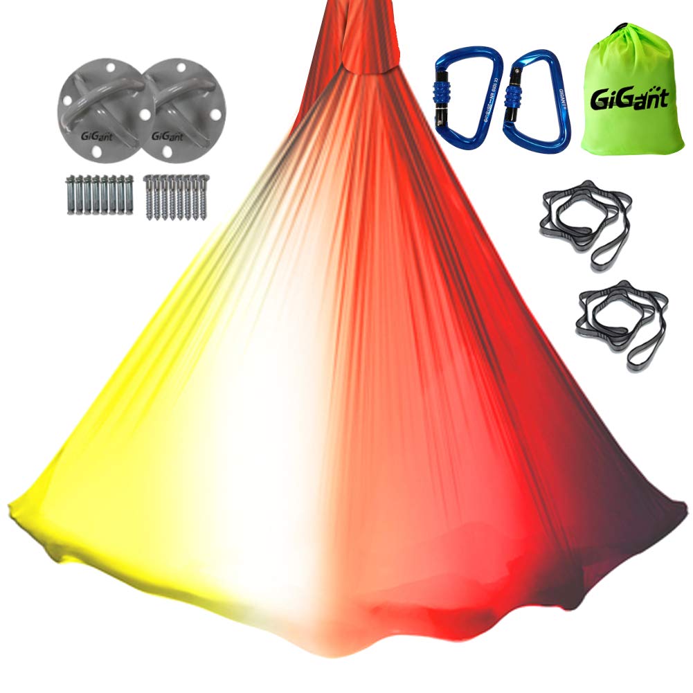 GiGant Gradient Aerial Yoga Hammock 5m x Aerial Yoga Hammock Aero Yoga [Official] [Full Set] 2.8m (Shine Scarlet)