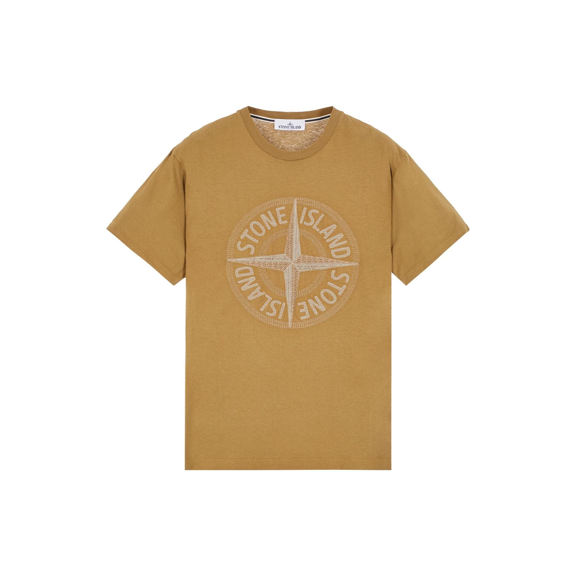 Stone Island Logo Print T-shirt Bruin Heren Tops 781521580-V0098 L