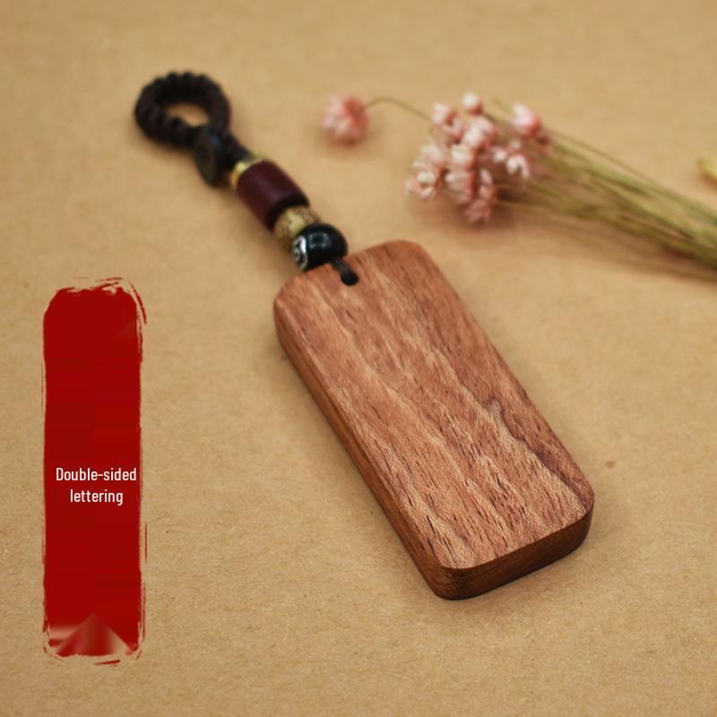 Κλειδοθήκη από Χαραγμένο Έβενο: Φυλαχτό Ειρήνης & Κρεμαστό Anti-Lost με Προσαρμοσμένο Αριθμό Τηλεφώνου