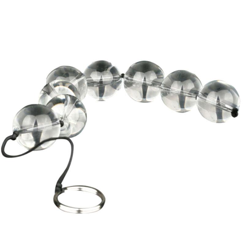 Rear Garden Crystal Glass Anal Plug - Super Long Ice Bead Massager for Men & Women