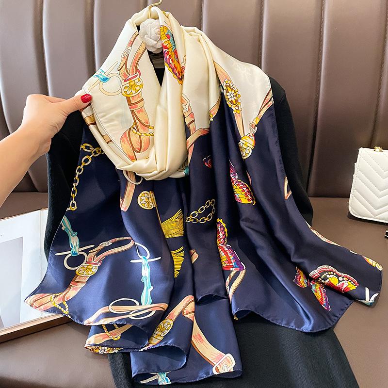 

Women The Four Seasons Scarves Style New Beach Bandanna Luxury Sunscreen 180X90CM Shawls Popular Design Square Silk Scarf 180X90CM