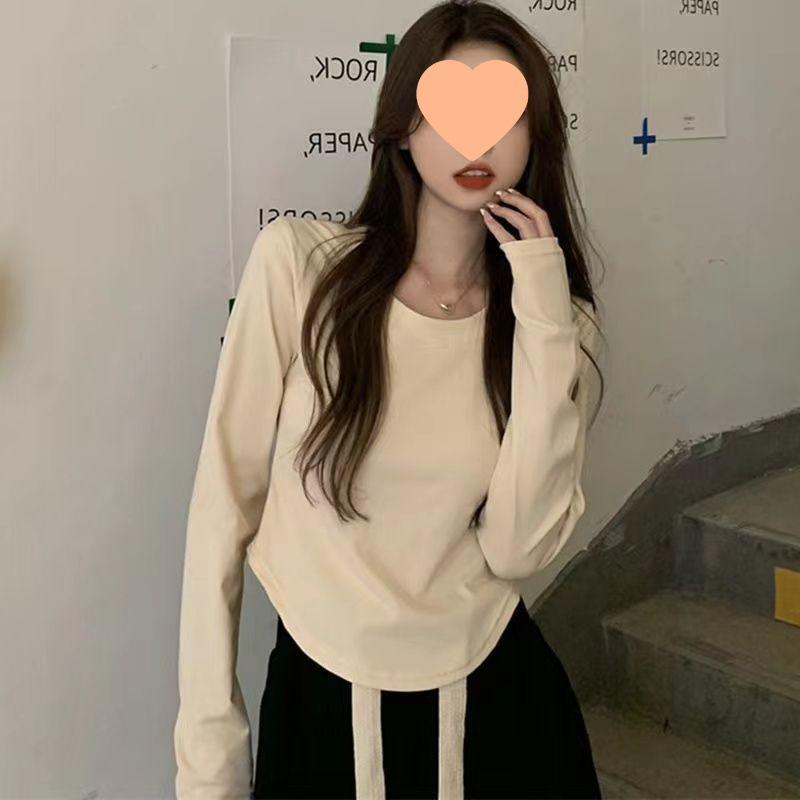 

Women s Irregular Slim Fit Long Sleeve T-shirt - 2022 Autumn/Winter - Versatile Stylish Solid Base Layer XL