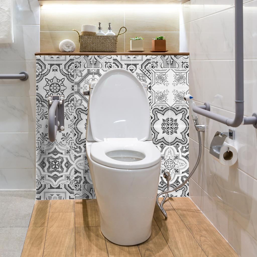 Nordic Tile Art Wall Sticker Kitchen Bathroom Waterproof And Oil-Proof Wallpaper Self-Adhesive Crystal Film Tile Sticker