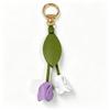 Tulip Pendant Leather Keychain - Flower Charm for Bags