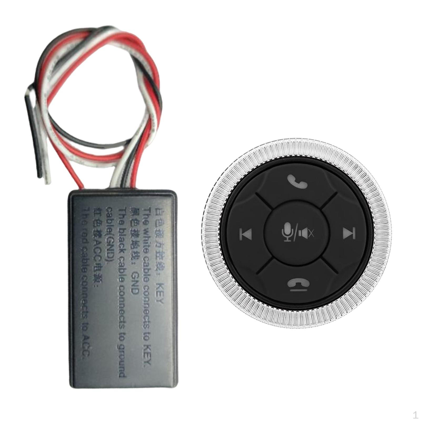 7 Steering Wheel Remote Control Switch Music Adapter for Android Devices Motorcycle Car nero