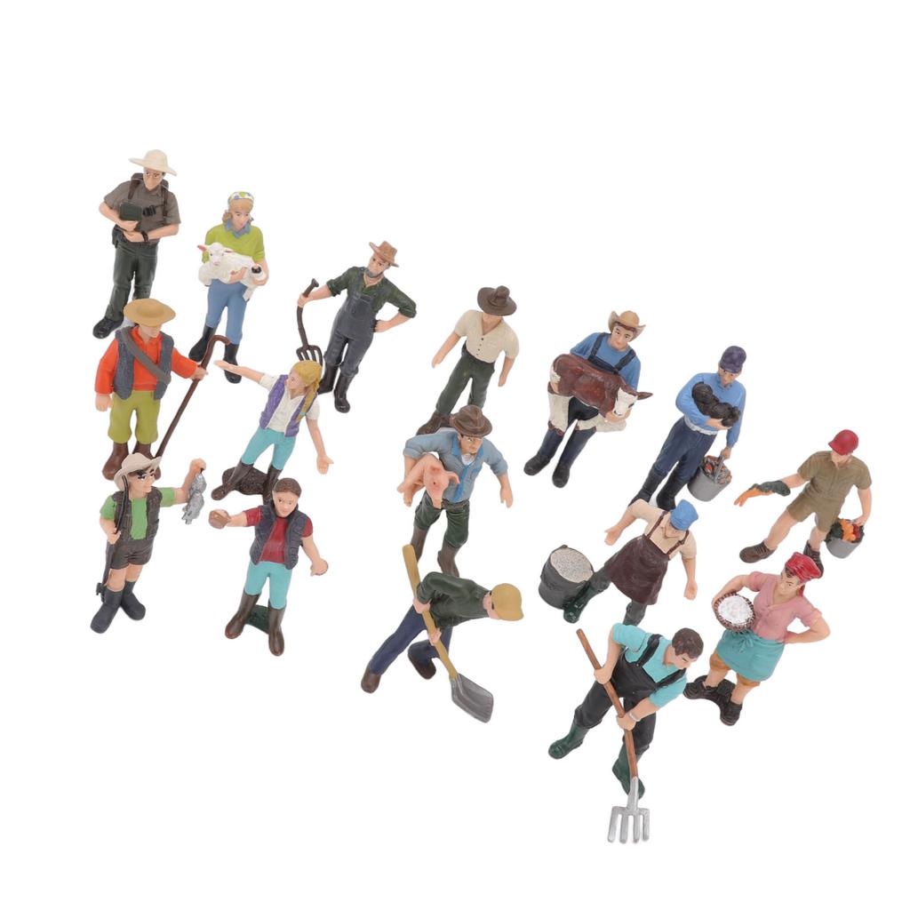 16pcs Farm Character Model Colorful DIY Role Playing Vivid Exquisite Farmer Miniature Toy for