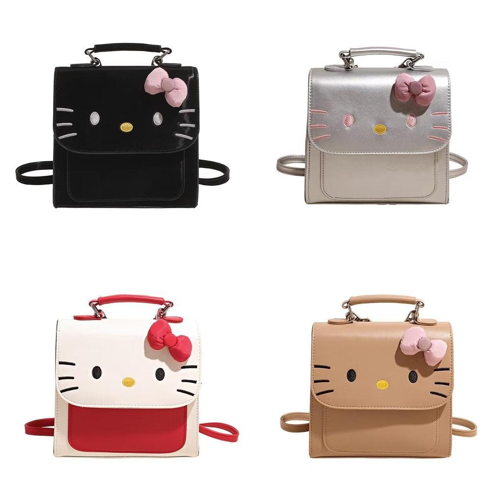 Hello Kitty Cartoon Backpack For Girls And Kids With Pu Material And Spacious Storage